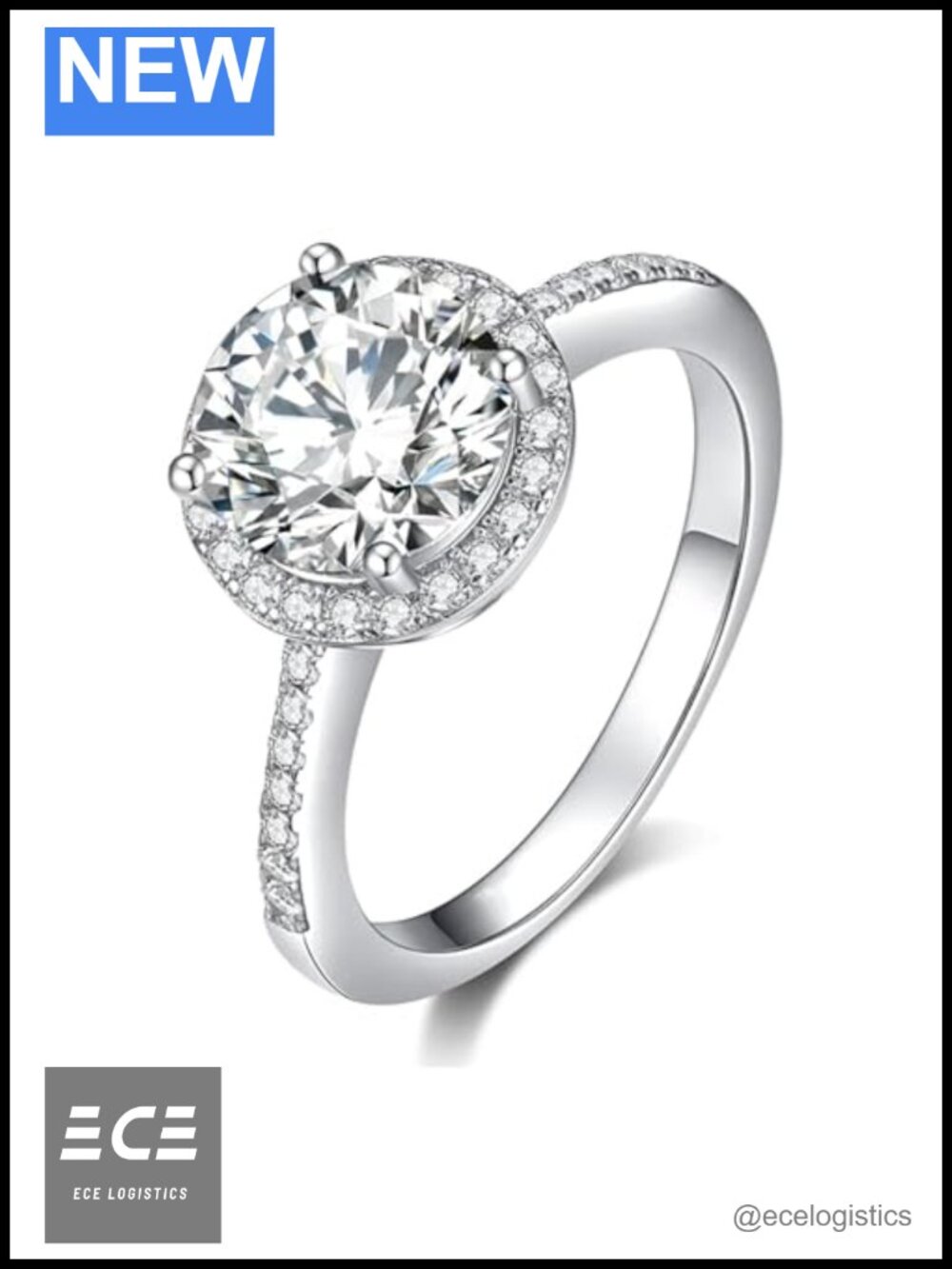 1 Carat Moissanite Engagement Ring Round Cut S925 Sterling Silver Platinum